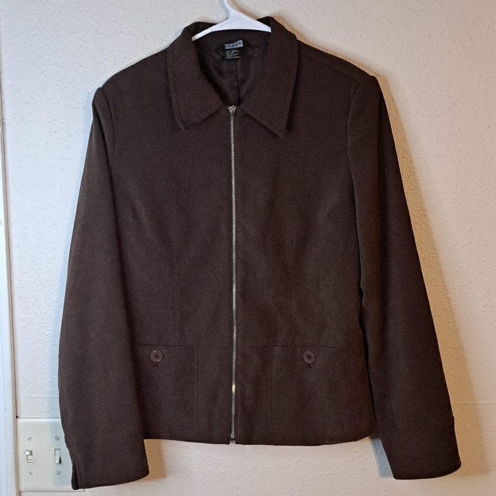 INDEX brown zip up jacket size 10